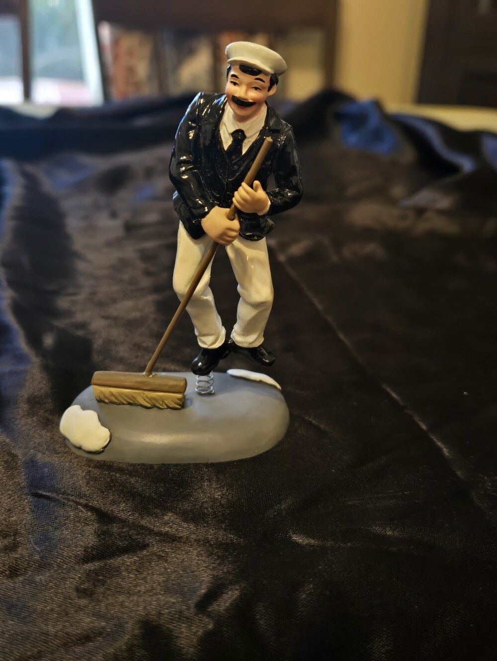 Department 56 Nautical Sweeper Figurine - Navy & White Decorative Statue